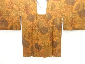 未使用品　縮緬地破れ色紙に花更紗模様道行コート